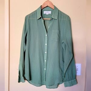Trovata Birds of Paradise Green Button-Up Blouse